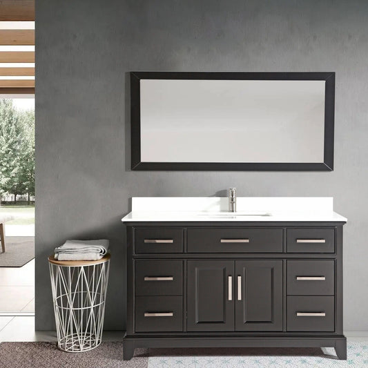 Vanity Art VA1060SE 60 Inch Single Sink Bathroom Vanity in Espresso with White Marble Countertop - Vanity Art VA1060SE