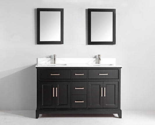 Vanity Art VA1072DE 72 Inch Single Sink Bathroom Vanity in Espresso with White Marble Countertop - Vanity Art VA1072DE