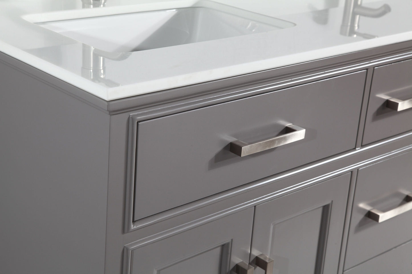 Vanity Art VA1072DG 72 Inch Single Sink Bathroom Vanity in Gray with White Marble Countertop - Vanity Art VA1072DG