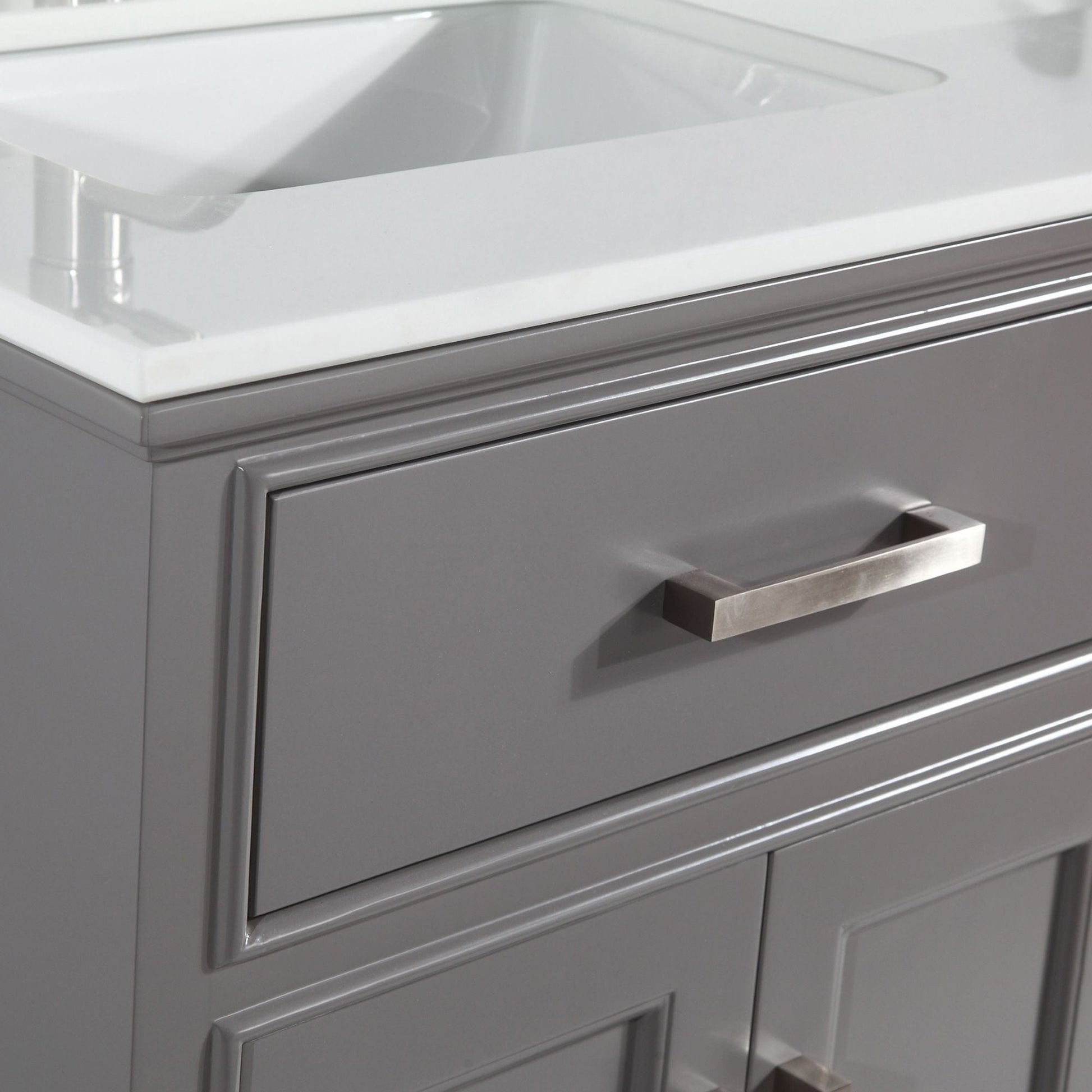 Vanity Art VA1072DG 72 Inch Single Sink Bathroom Vanity in Gray with White Marble Countertop - Vanity Art VA1072DG