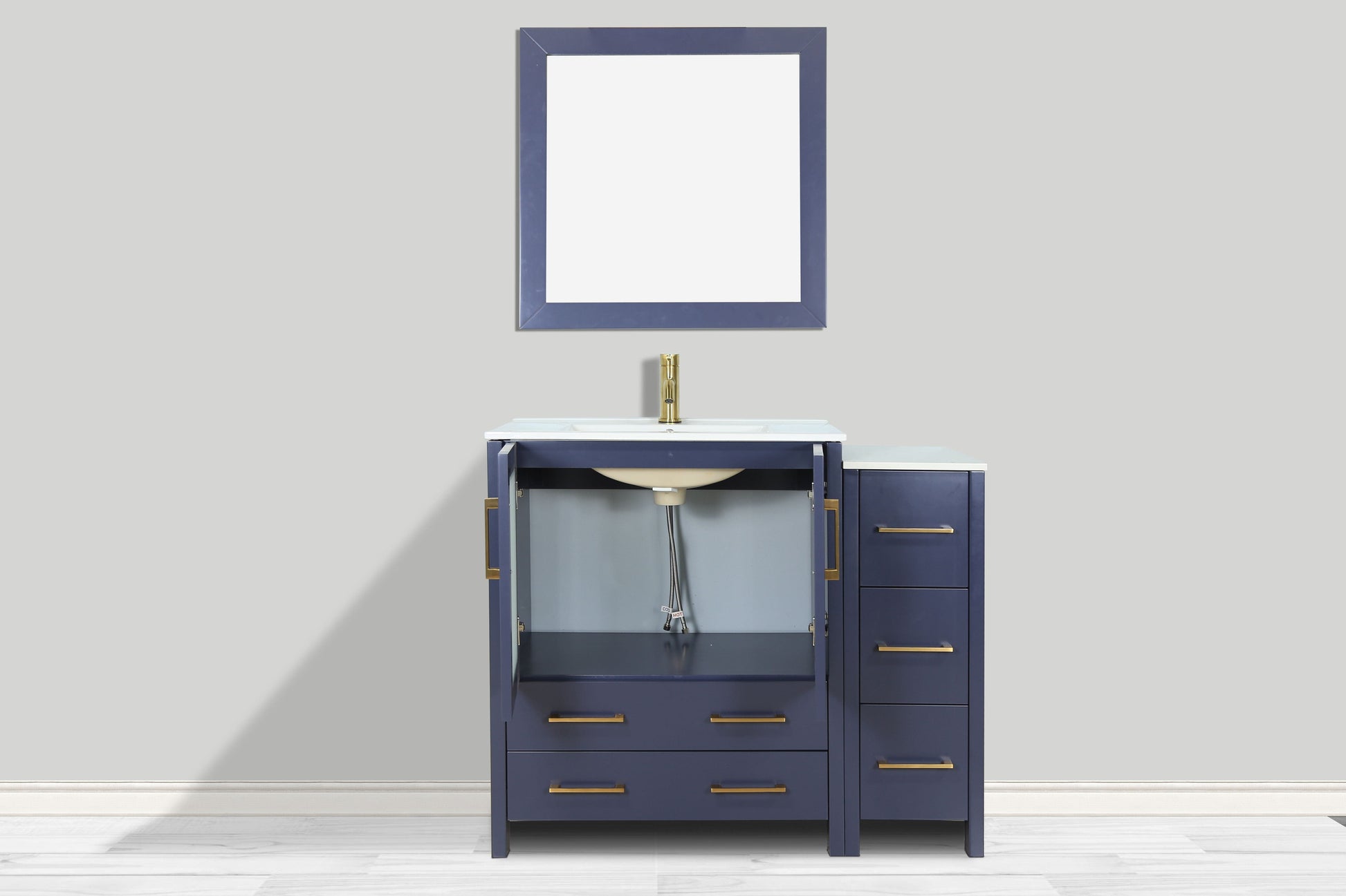 Vanity Art VA3024-36B 36 Inch Single Sink Bathroom Vanity in Blue with Ceramic Countertop - Vanity Art VA3024-36B