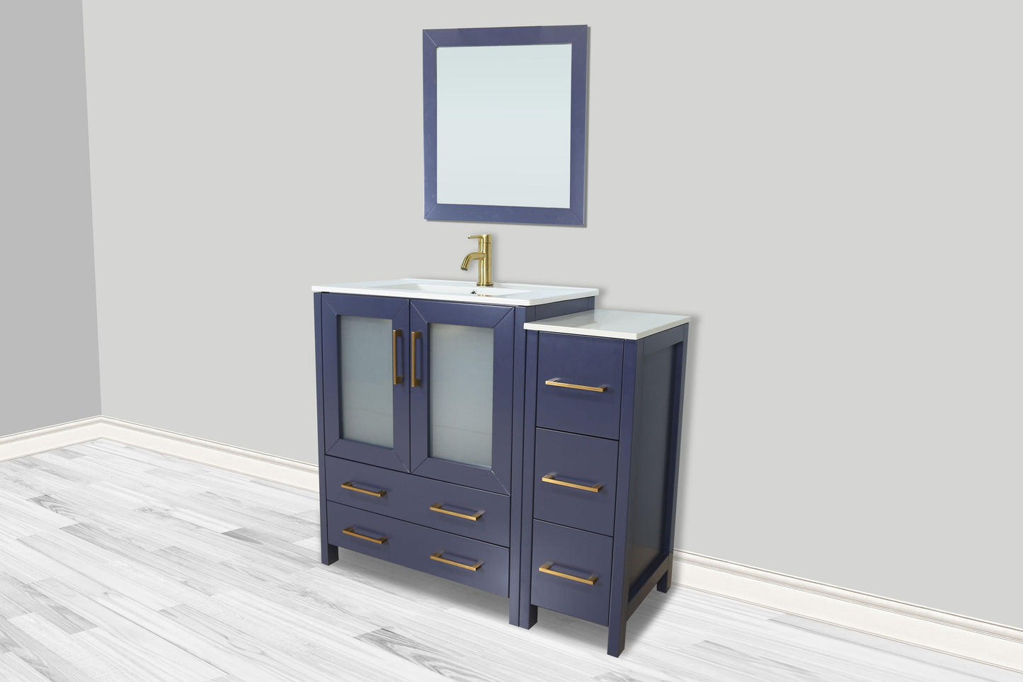 Vanity Art VA3024-36B 36 Inch Single Sink Bathroom Vanity in Blue with Ceramic Countertop - Vanity Art VA3024-36B