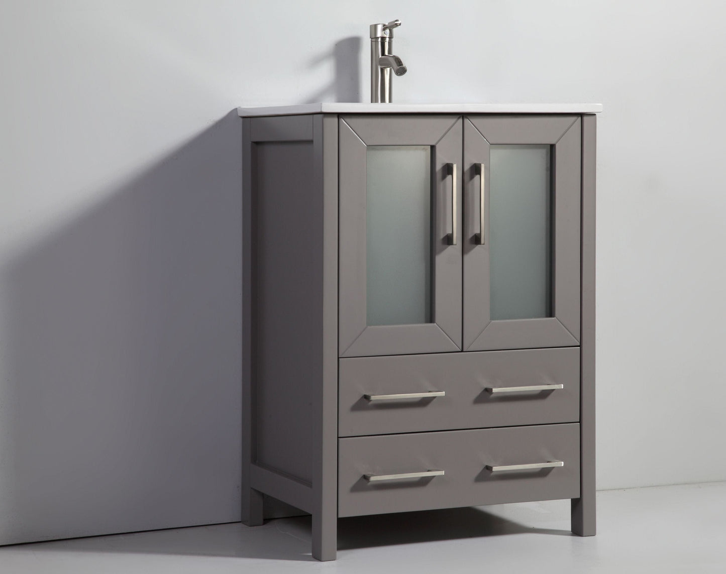 Vanity Art VA3024-36G 36 Inch Single Sink Bathroom Vanity in Gray with Ceramic Countertop - Vanity Art VA3024-36G