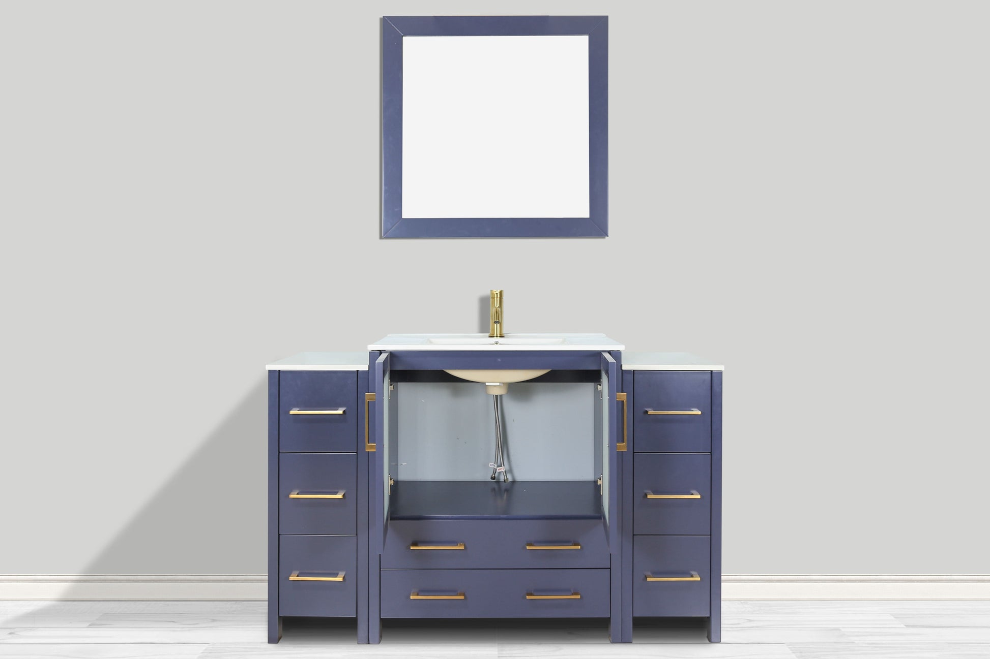 Vanity Art VA3024-48B 48 Inch Single Sink Bathroom Vanity in Blue with Ceramic Countertop - Vanity Art VA3024-48B