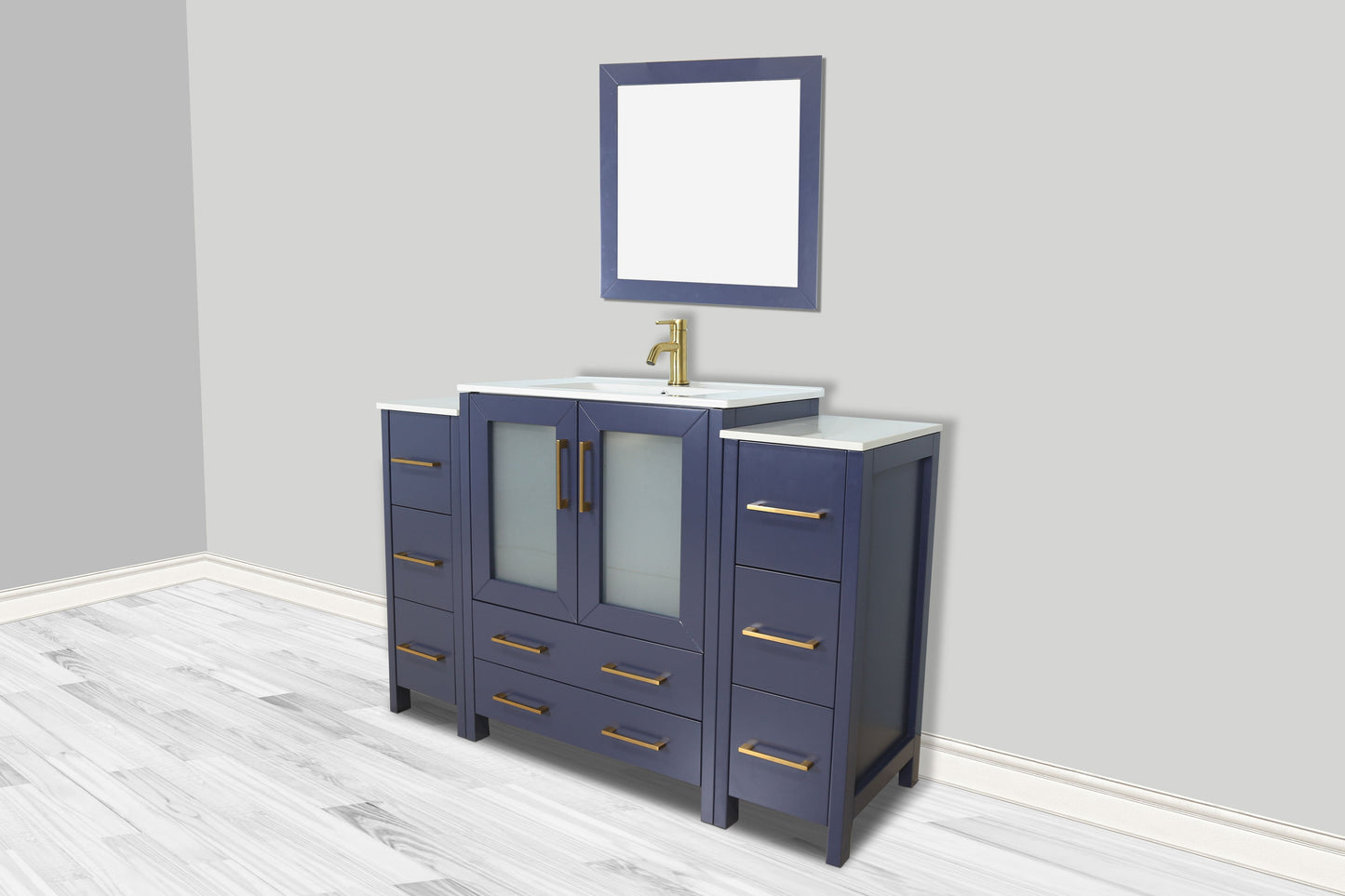 Vanity Art VA3024-48B 48 Inch Single Sink Bathroom Vanity in Blue with Ceramic Countertop - Vanity Art VA3024-48B