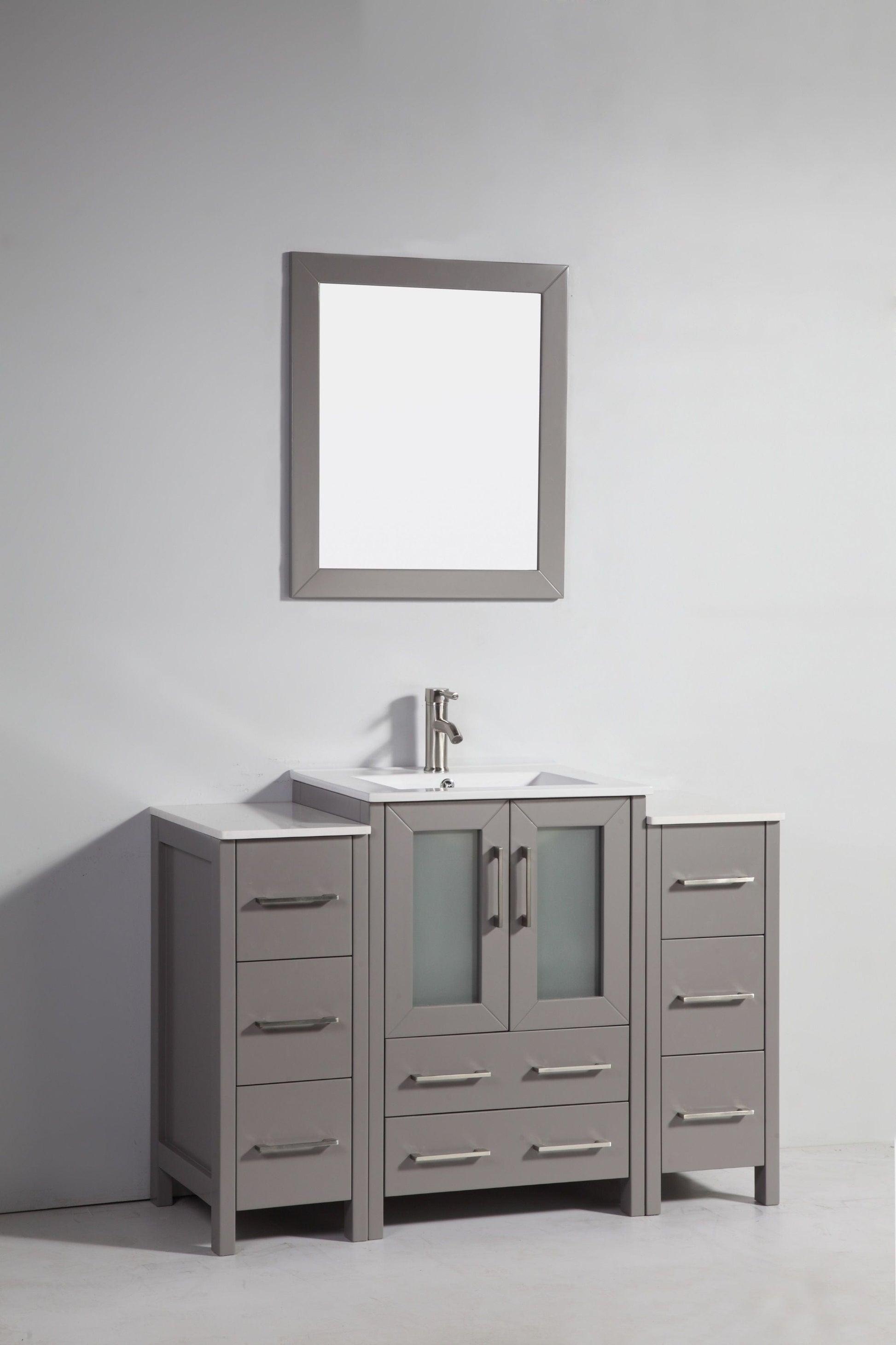 Vanity Art VA3024-48G 48 Inch Single Sink Bathroom Vanity in Gray with Ceramic Countertop - Vanity Art VA3024-48G