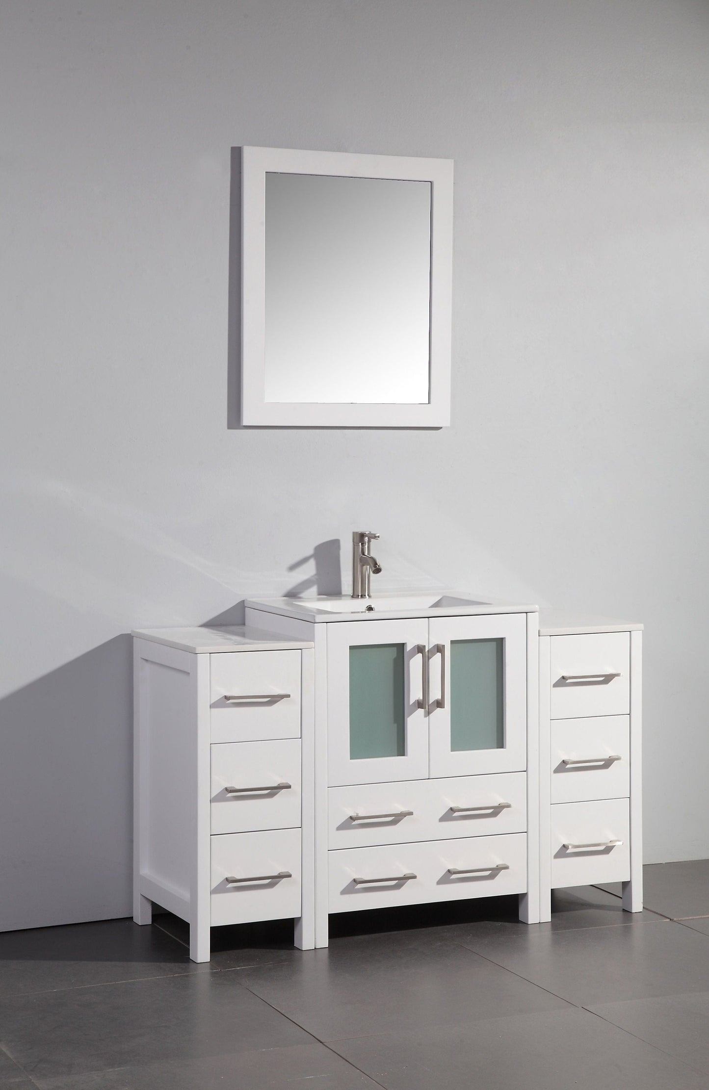 Vanity Art VA3024-48W 48 Inch Single Sink Bathroom Vanity in White with Ceramic Countertop - Vanity Art VA3024-48W