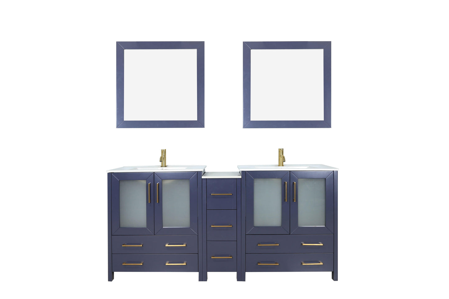 Vanity Art VA3024-60B 60 Inch Double Sink Bathroom Vanity in Blue with Ceramic Countertop - Vanity Art VA3024-60B