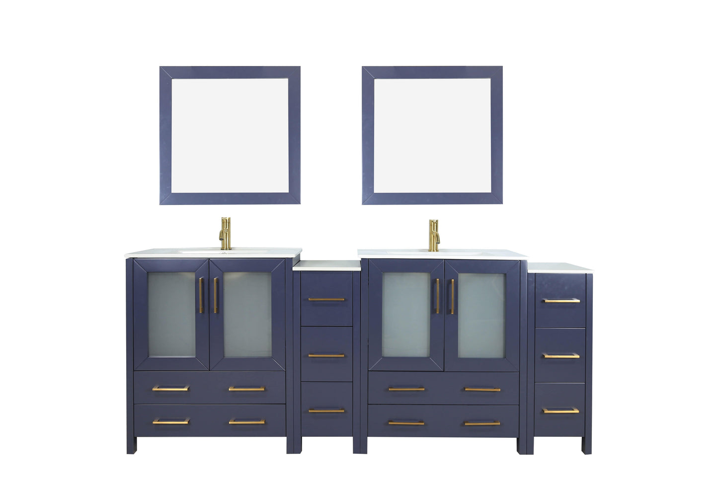 Vanity Art VA3024-72B 72 Inch Double Sink Bathroom Vanity in Blue with Ceramic Countertop - Vanity Art VA3024-72B