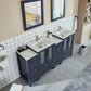 Vanity Art VA3024-72B 72 Inch Double Sink Bathroom Vanity in Blue with Ceramic Countertop - Vanity Art VA3024-72B