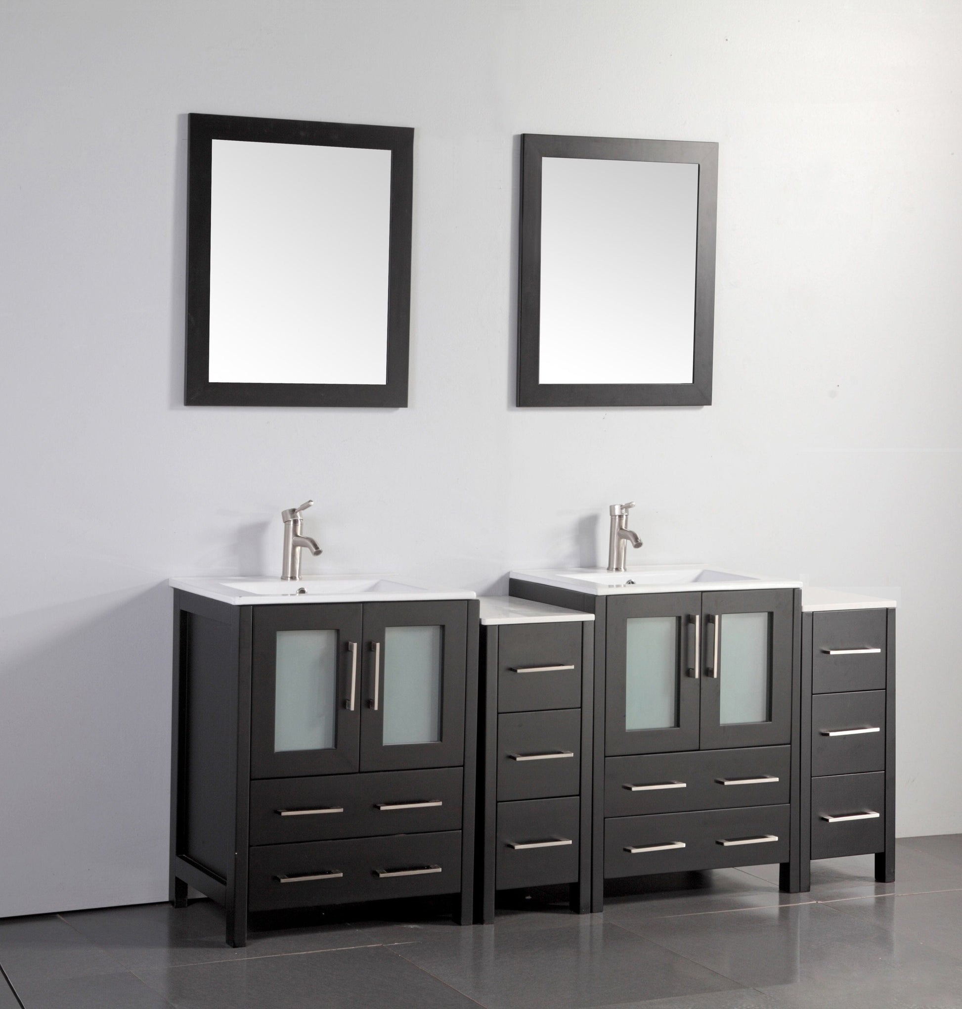 Vanity Art VA3024-72E 72 Inch Double Sink Bathroom Vanity in Espresso with Ceramic Countertop - Vanity Art VA3024-72E