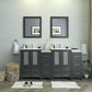 Vanity Art VA3024-72E 72 Inch Double Sink Bathroom Vanity in Espresso with Ceramic Countertop - Vanity Art VA3024-72E