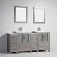 Vanity Art VA3024-72G 72 Inch Double Sink Bathroom Vanity in Gray with Ceramic Countertop - Vanity Art VA3024-72G