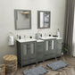 Vanity Art VA3024-72G 72 Inch Double Sink Bathroom Vanity in Gray with Ceramic Countertop - Vanity Art VA3024-72G