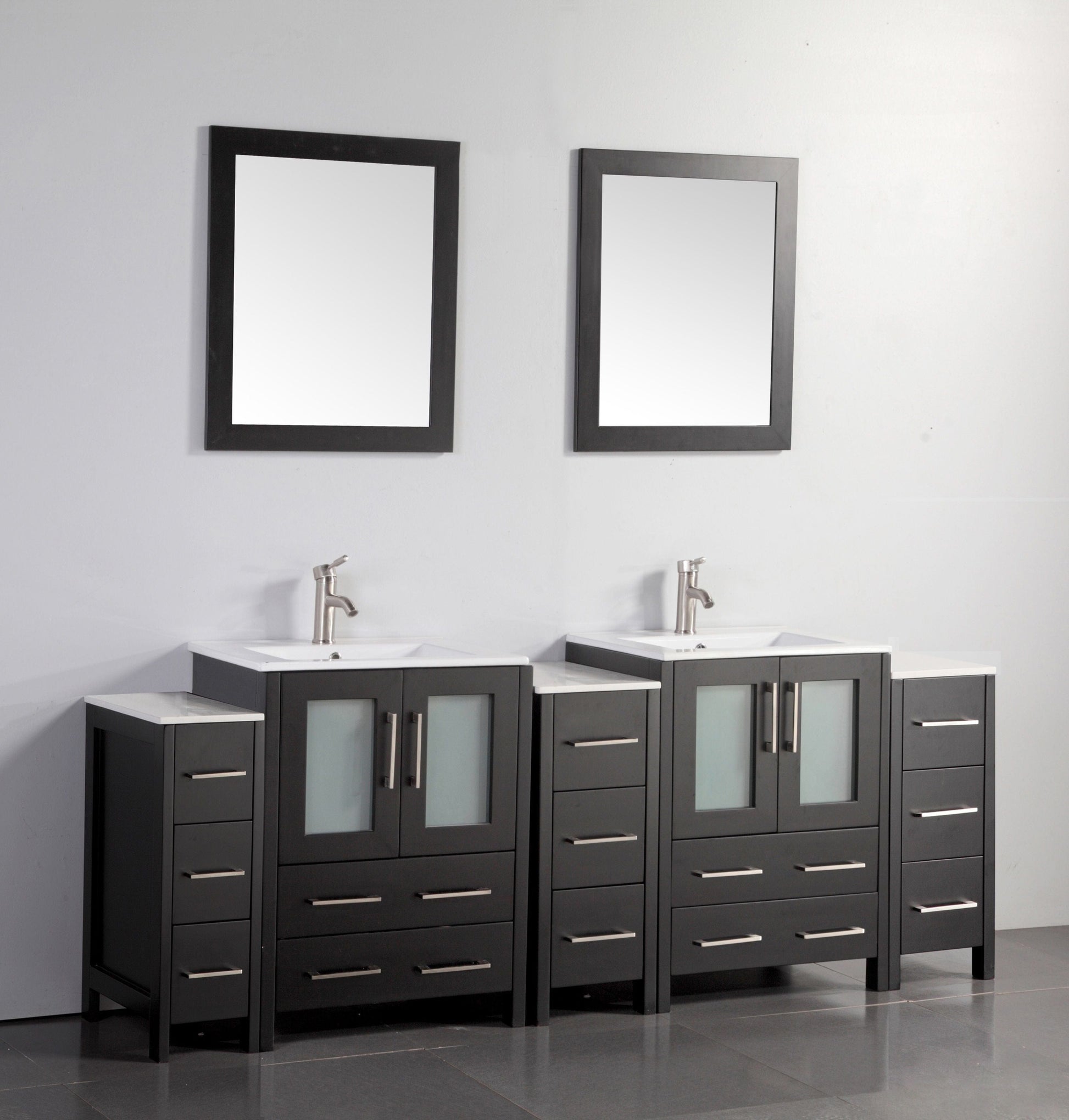 Vanity Art VA3024-84E 84 Inch Double Sink Bathroom Vanity in Espresso with Ceramic Countertop - Vanity Art VA3024-84E