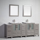 Vanity Art VA3024-84G 84 Inch Double Sink Bathroom Vanity in Gray with Ceramic Countertop - Vanity Art VA3024-84G