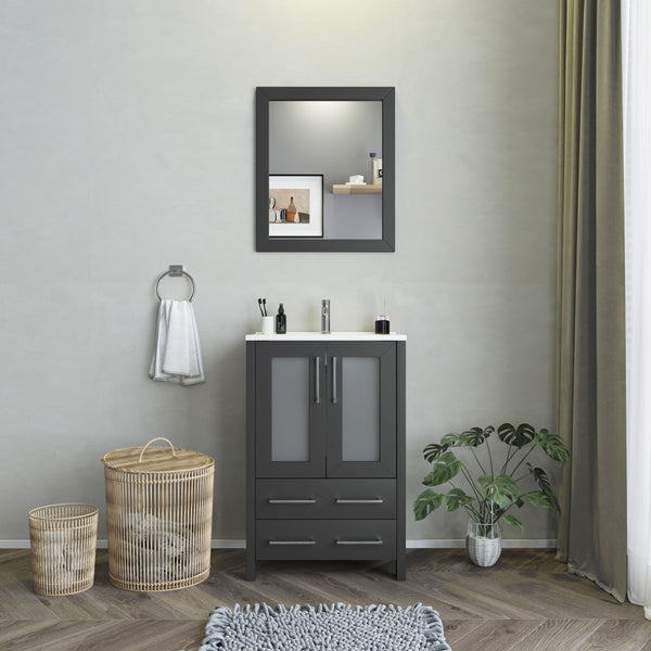 Vanity Art VA3024E 24 Inch Single Sink Bathroom Vanity in Espresso with Ceramic Countertop - Vanity Art VA3024E