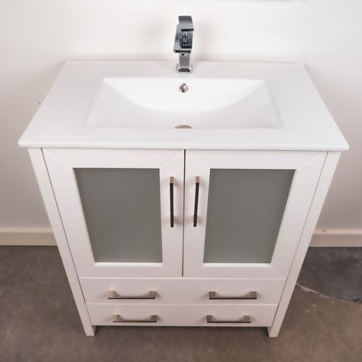 Vanity Art VA3030-42W 42 Inch Single Sink Bathroom Vanity in White with Ceramic Countertop - Vanity Art VA3030-42W