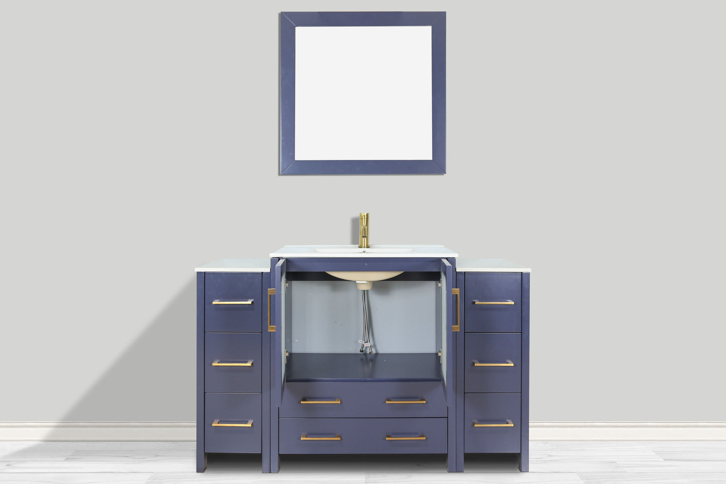 Vanity Art VA3030-54B 54 Inch Single Sink Bathroom Vanity in Blue with Ceramic Countertop - Vanity Art VA3030-54B