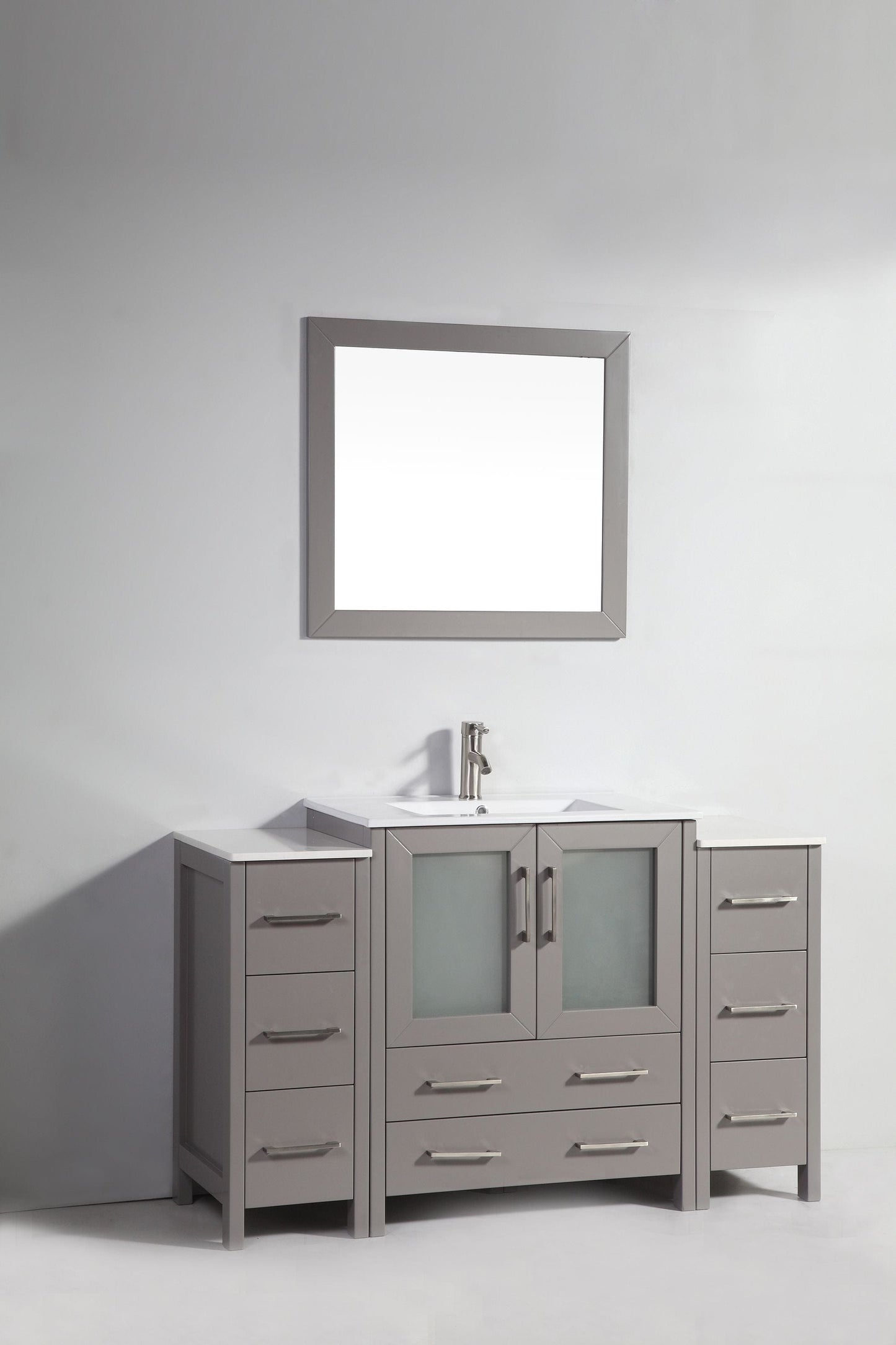 Vanity Art VA3030-54G 54 Inch Single Sink Bathroom Vanity in Gray with Ceramic Countertop - Vanity Art VA3030-54G