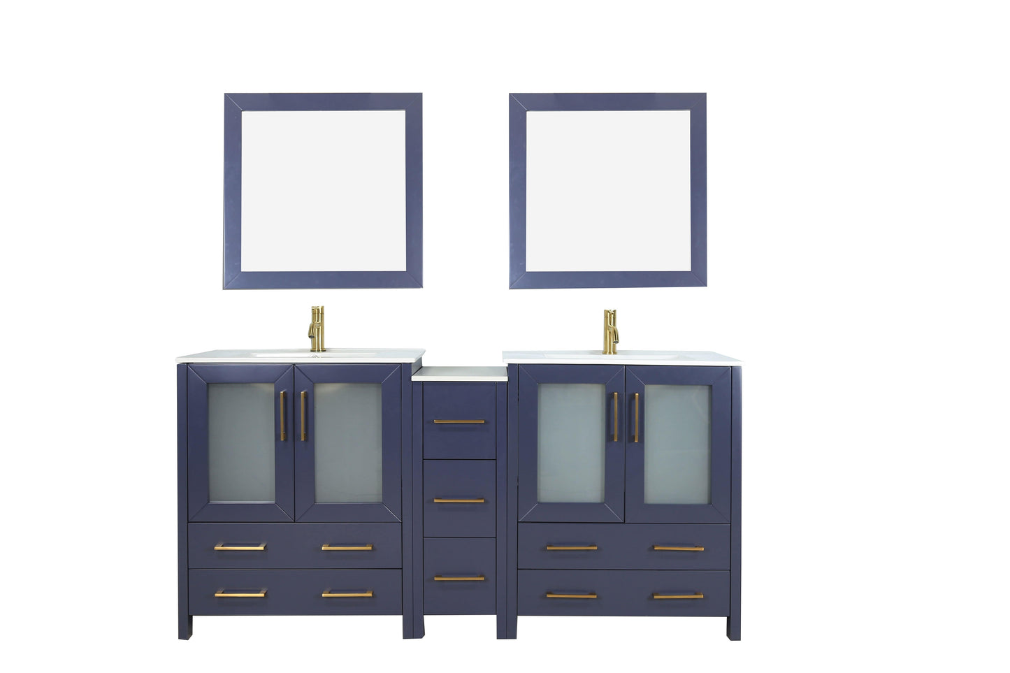 Vanity Art VA3030-72B 72 Inch Double Sink Bathroom Vanity in Blue with Ceramic Countertop - Vanity Art VA3030-72B