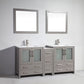 Vanity Art VA3030-72G 72 Inch Double Sink Bathroom Vanity in Gray with Ceramic Countertop - Vanity Art VA3030-72G