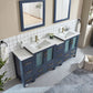 Vanity Art VA3030-84B 84 Inch Double Sink Bathroom Vanity in Blue with Ceramic Countertop - Vanity Art VA3030-84B