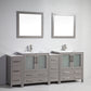 Vanity Art VA3030-84G 84 Inch Double Sink Bathroom Vanity in Gray with Ceramic Countertop - Vanity Art VA3030-84G