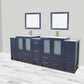 Vanity Art VA3030-96B 96 Inch Double Sink Bathroom Vanity in Blue with Ceramic Countertop - Vanity Art VA3030-96B