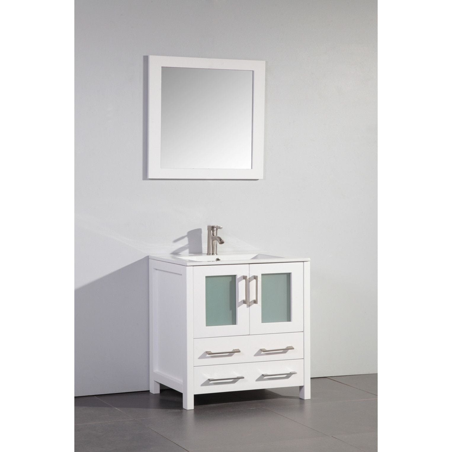 Vanity Art VA3030W 30 Inch Single Sink Bathroom Vanity in White with Ceramic Countertop - Vanity Art VA3030W