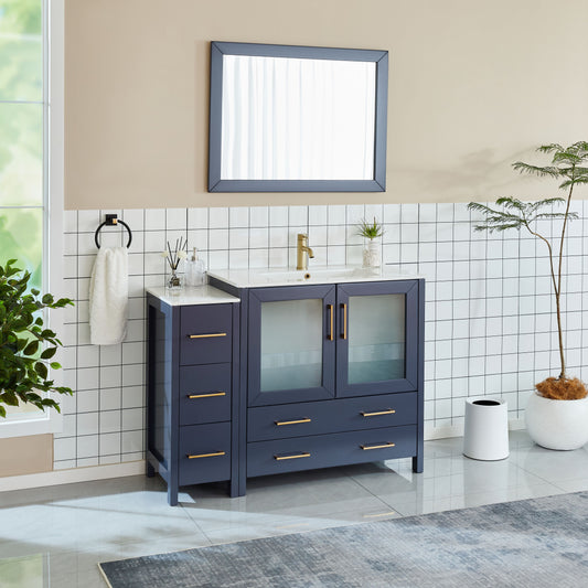 Vanity Art VA3036-48B 48 Inch Single Sink Bathroom Vanity in Blue with Ceramic Countertop - Vanity Art VA3036-48B