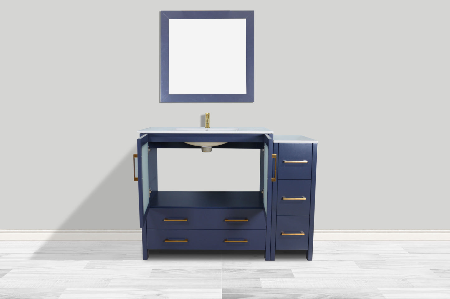 Vanity Art VA3036-48B 48 Inch Single Sink Bathroom Vanity in Blue with Ceramic Countertop - Vanity Art VA3036-48B