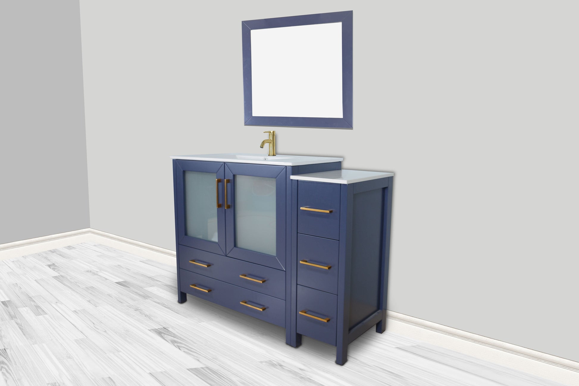 Vanity Art VA3036-48B 48 Inch Single Sink Bathroom Vanity in Blue with Ceramic Countertop - Vanity Art VA3036-48B