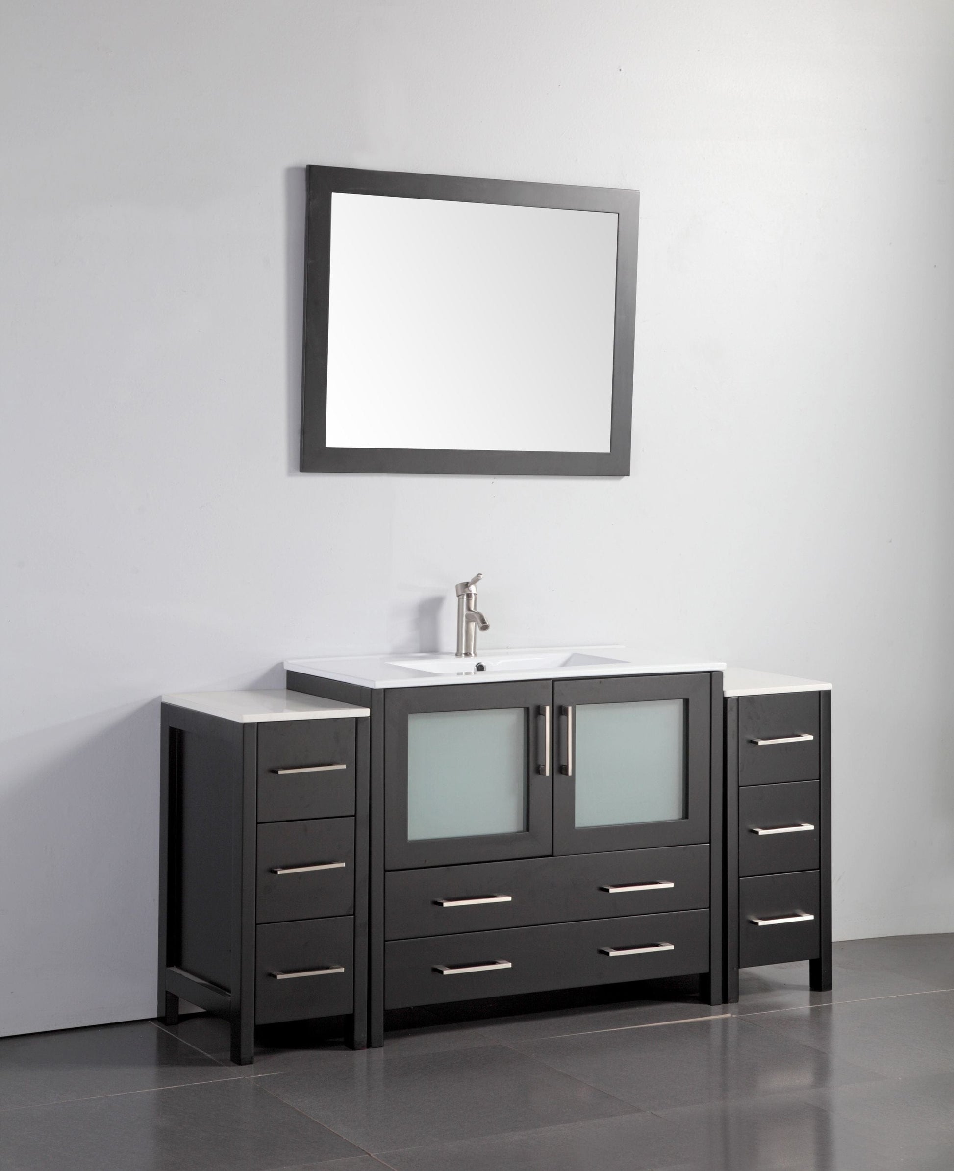 Vanity Art VA3036-60E 60 Inch Single Sink Bathroom Vanity in Espresso with Ceramic Countertop - Vanity Art VA3036-60E