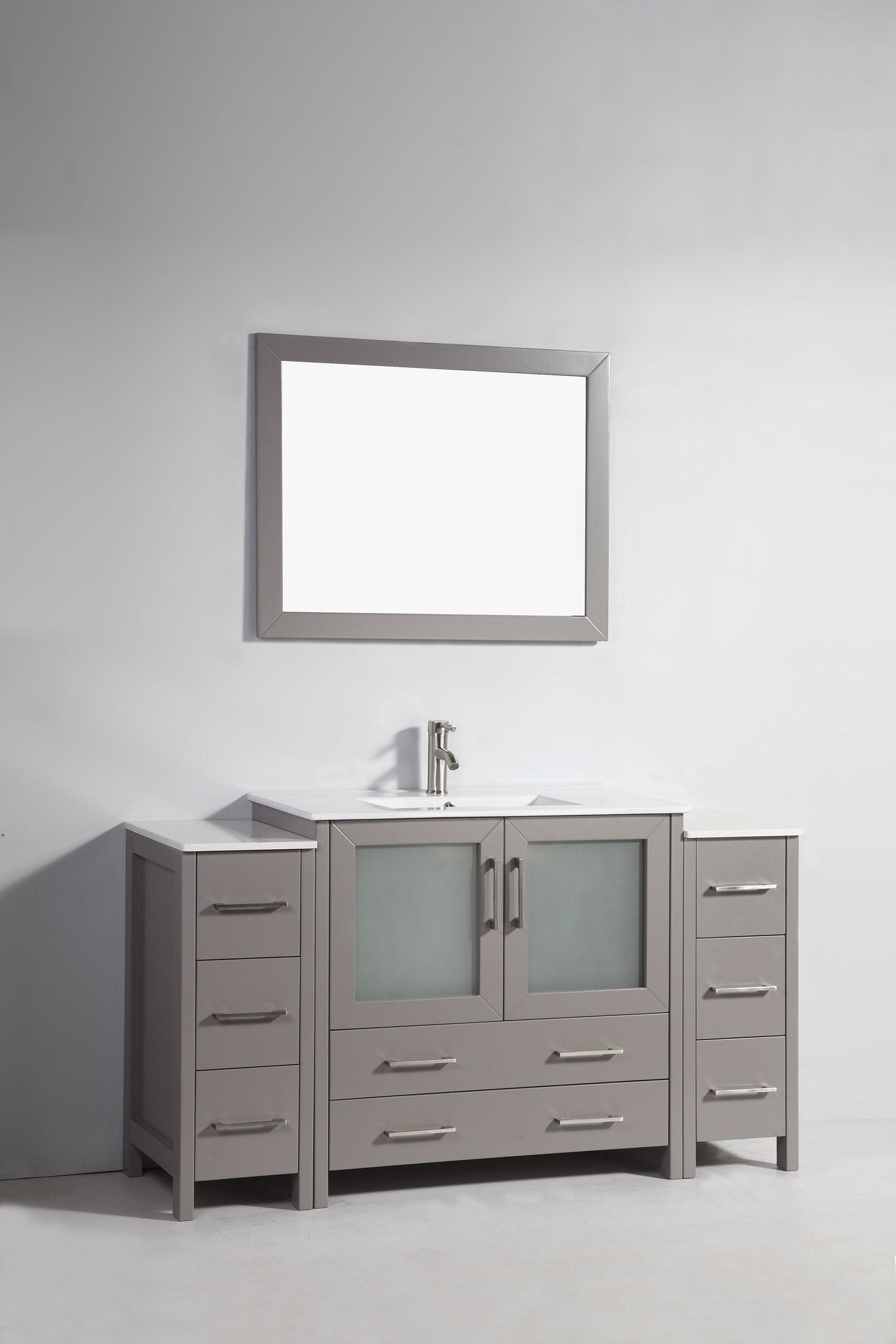 Vanity Art VA3036-60G 60 Inch Single Sink Bathroom Vanity in Gray with Ceramic Countertop - Vanity Art VA3036-60G