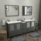 Vanity Art VA3036-84G 84 Inch Double Sink Bathroom Vanity in Gray with Ceramic Countertop - Vanity Art VA3036-84G