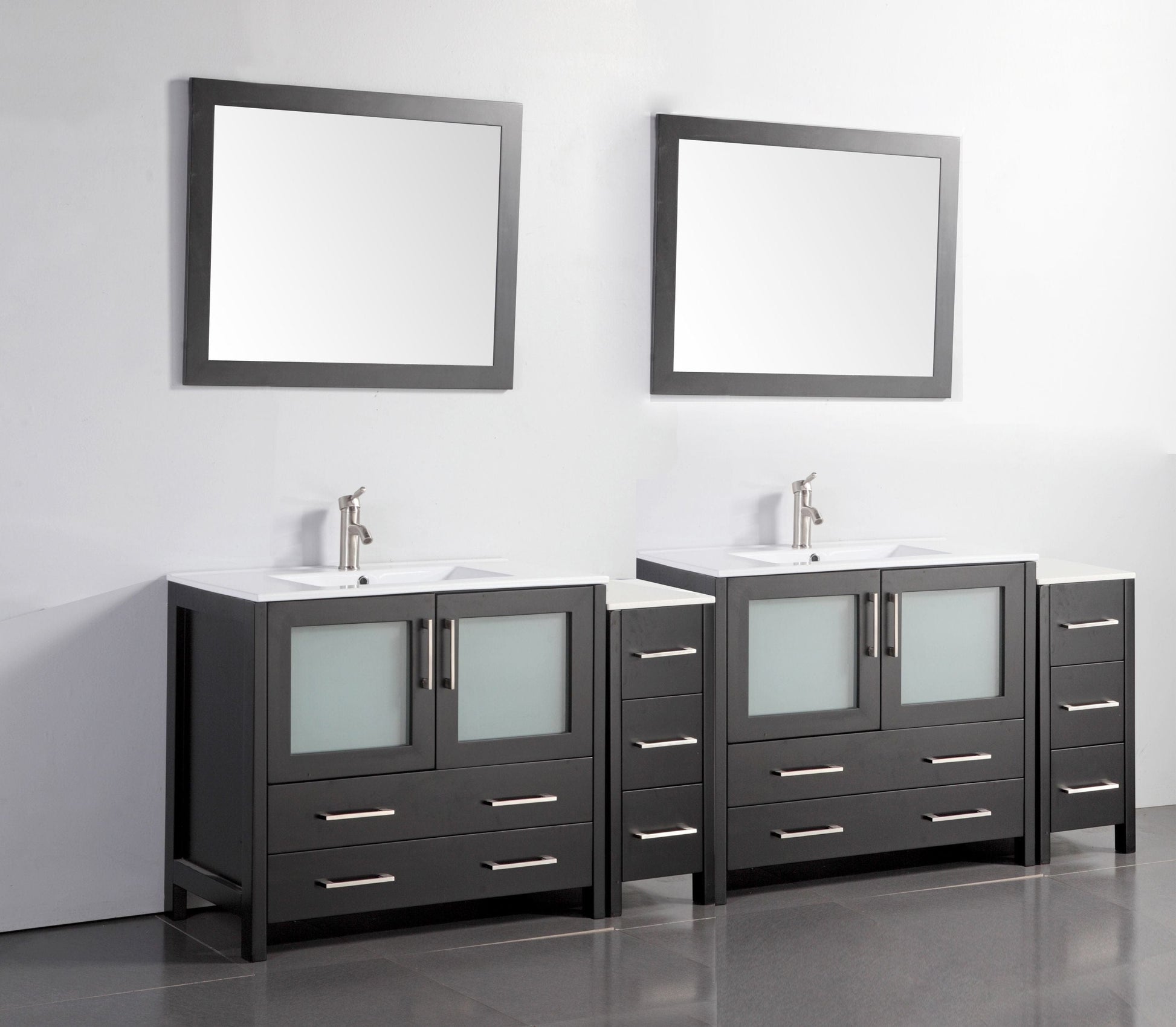 Vanity Art VA3036-96E 96 Inch Double Sink Bathroom Vanity in Espresso with Ceramic Countertop - Vanity Art VA3036-96E