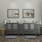 Vanity Art VA3036-96G 96 Inch Double Sink Bathroom Vanity in Gray with Ceramic Countertop - Vanity Art VA3036-96G