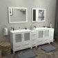 Vanity Art VA3036-96W 96 Inch Double Sink Bathroom Vanity in White with Ceramic Countertop - Vanity Art VA3036-96W