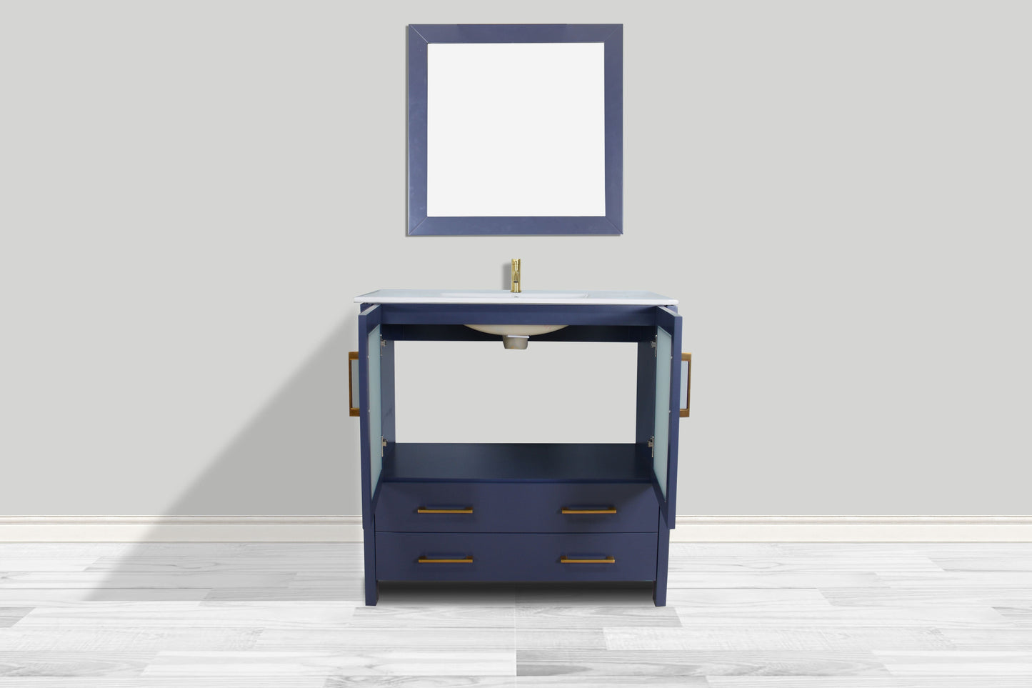 Vanity Art VA3036B 36 Inch Single Sink Bathroom Vanity in Blue with Ceramic Countertop - Vanity Art VA3036B