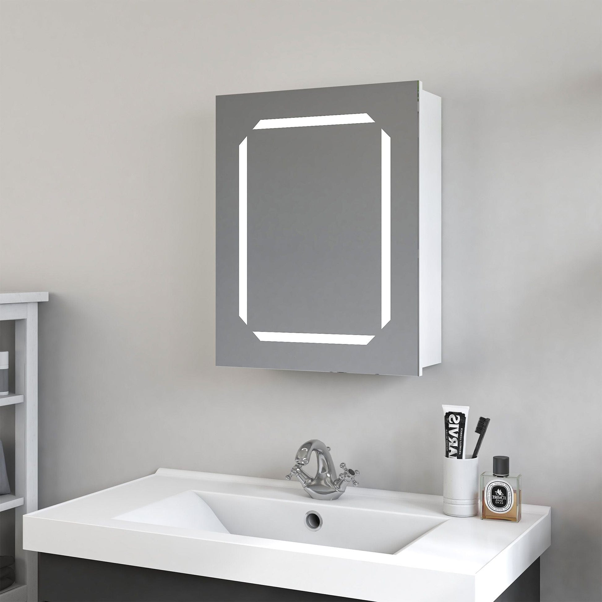 Vanity Art VA31 Rectangular 19.5 Inch x 25 Inch LED Mirror Medicine Cabinet with Rock Switch - Vanity Art VA31