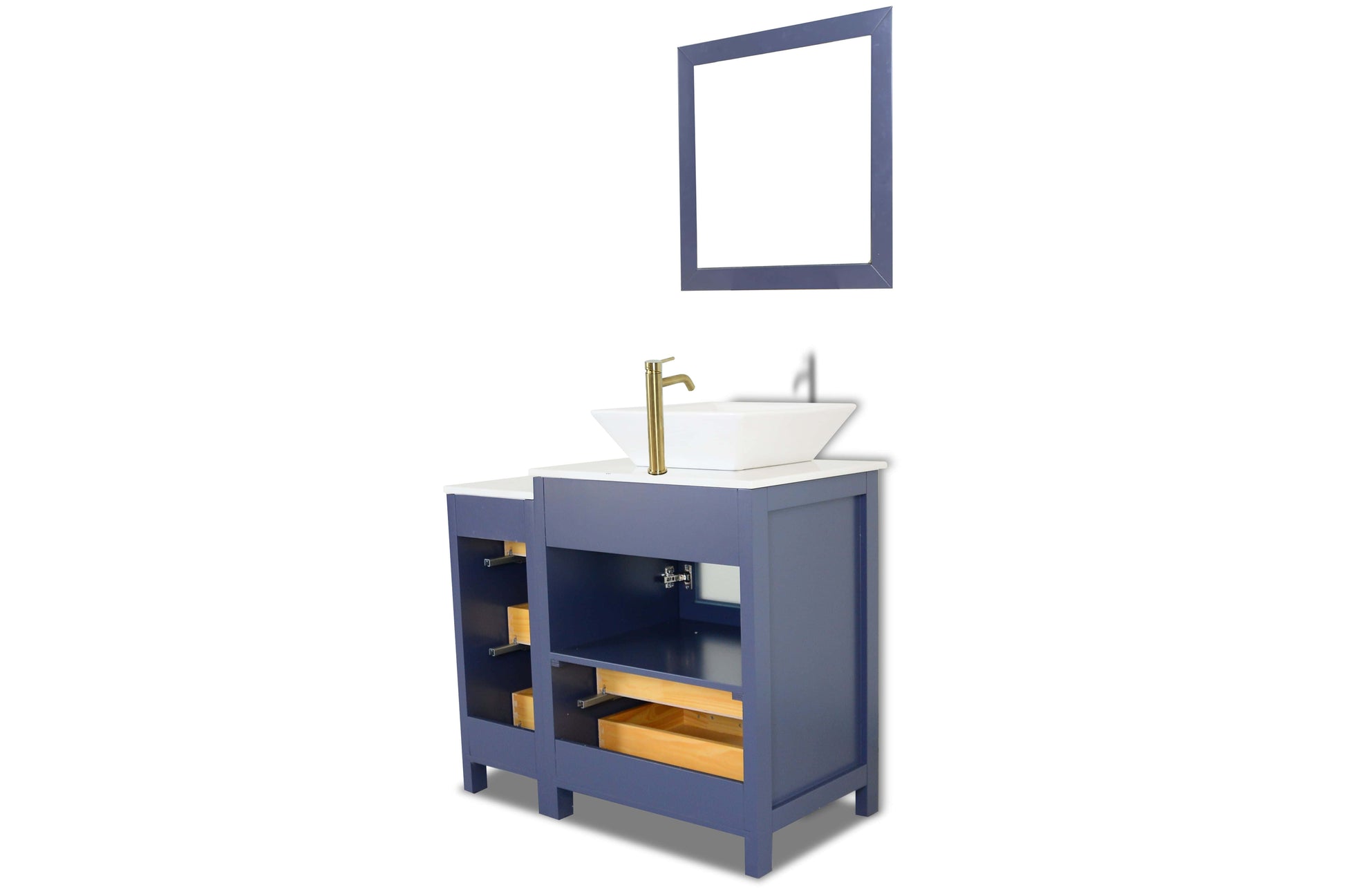 Vanity Art VA3124-36B 36 Inch Single Sink Bathroom Vanity in Blue with Marble Countertop - Vanity Art VA3124-36B