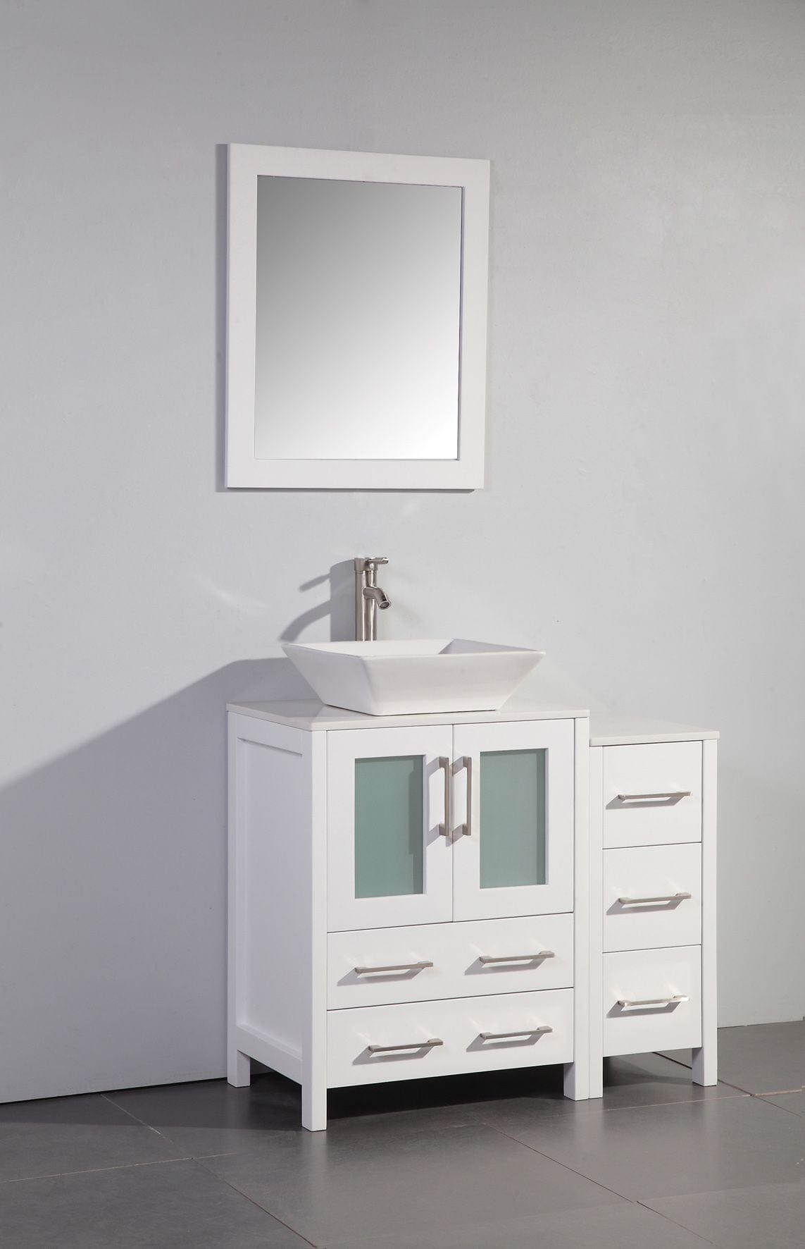 Vanity Art VA3124-36W 36 Inch Single Sink Bathroom Vanity in White with Marble Countertop - Vanity Art VA3124-36W