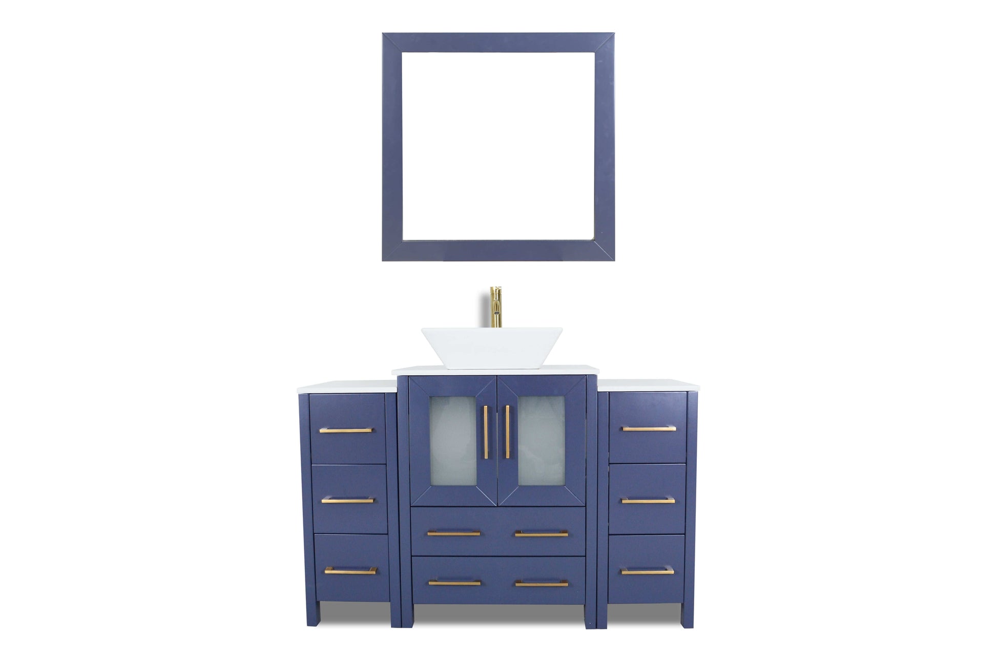 Vanity Art VA3124-48B 48 Inch Single Sink Bathroom Vanity in Blue with Marble Countertop - Vanity Art VA3124-48B