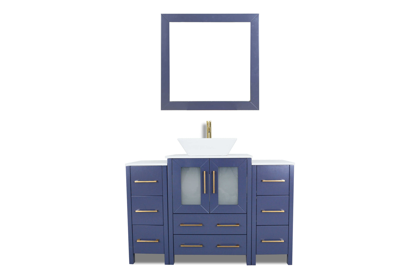 Vanity Art VA3124-48B 48 Inch Single Sink Bathroom Vanity in Blue with Marble Countertop - Vanity Art VA3124-48B