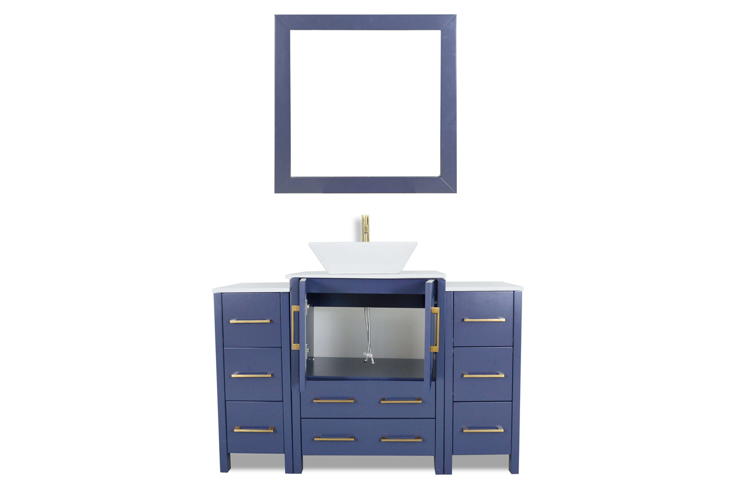 Vanity Art VA3124-48B 48 Inch Single Sink Bathroom Vanity in Blue with Marble Countertop - Vanity Art VA3124-48B