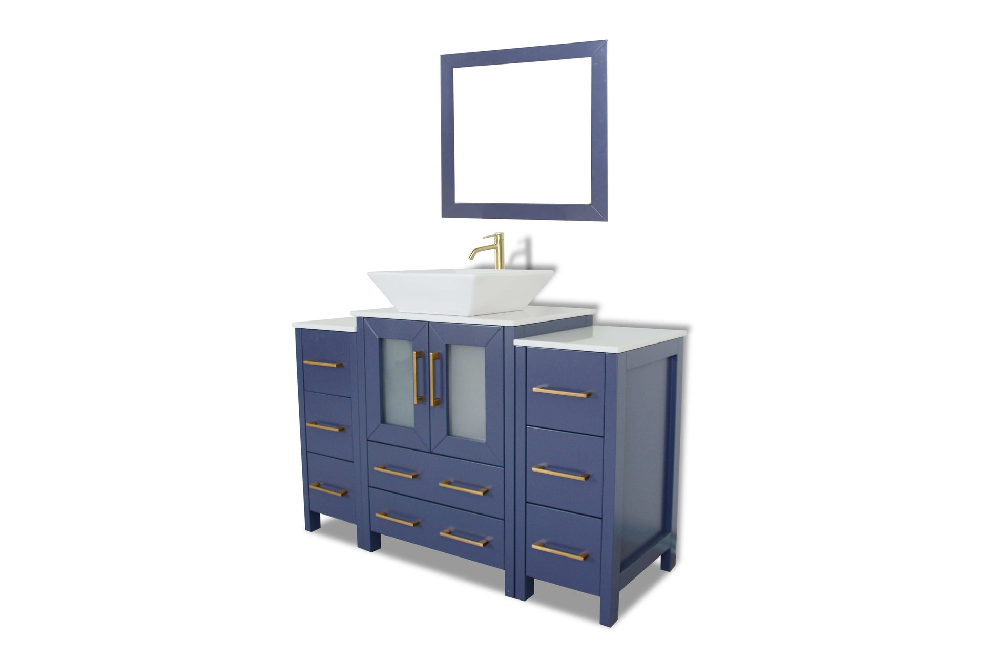 Vanity Art VA3124-48B 48 Inch Single Sink Bathroom Vanity in Blue with Marble Countertop - Vanity Art VA3124-48B