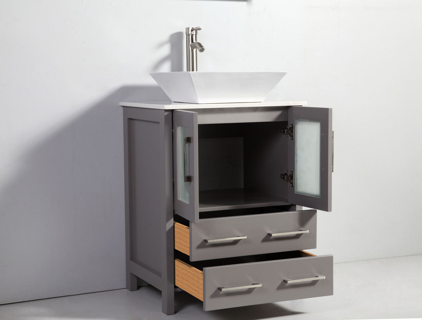 Vanity Art VA3124-48G 48 Inch Single Sink Bathroom Vanity in Gray with Marble Countertop - Vanity Art VA3124-48G