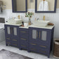 Vanity Art VA3124-60B 60 Inch Double Sink Bathroom Vanity in Blue with Marble Countertop - Vanity Art VA3124-60B