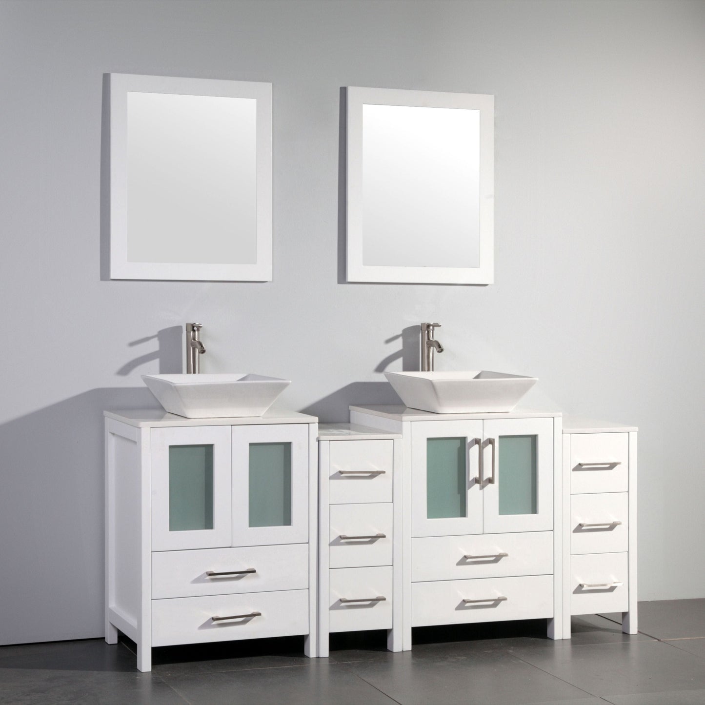 Vanity Art VA3124-72W 72 Inch Double Sink Bathroom Vanity in White with Marble Countertop - Vanity Art VA3124-72W